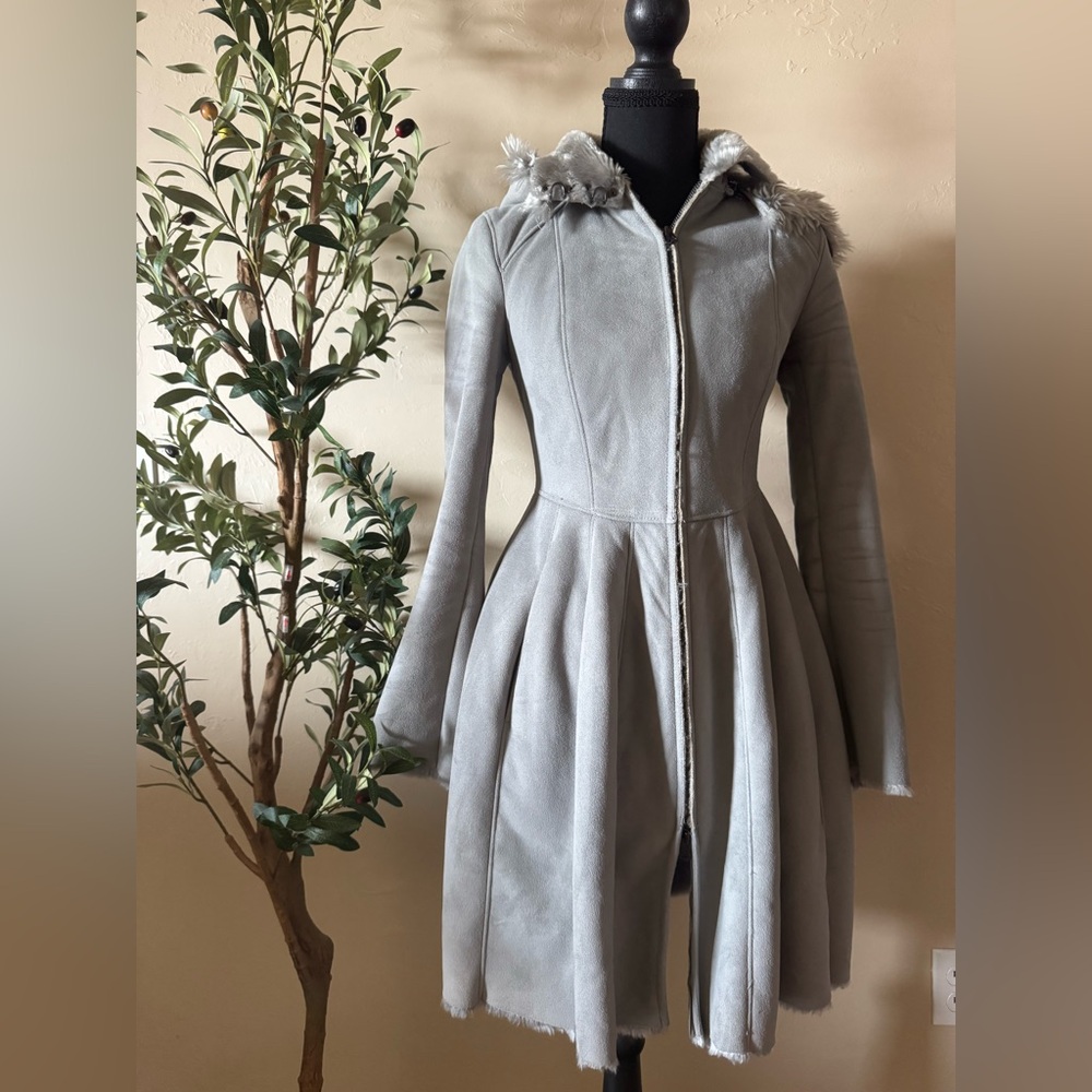 Armani Exchange Suede Coatwith Faux Fur